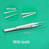 11cm Stainless Steel Round Handle Micro Tweezers Eyelid Tweezers Tooth Platform Ophthalmic Instruments Makeup tools/accessories