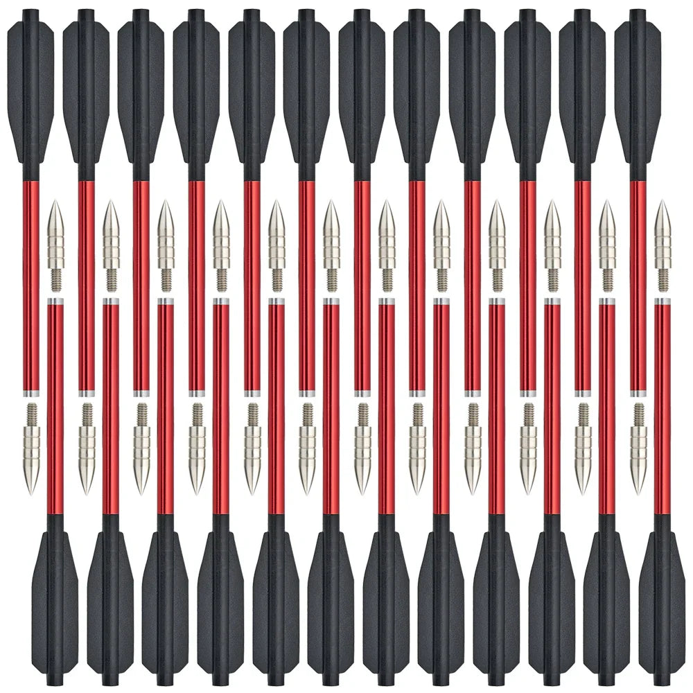 12/24 pcs Hunting Aluminum Tips Bolt 6.25inch Arrow for Archery 50/80lb Short Arrow Bow Assories Hunting Shooting Arrow