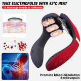 12 Heads Neck Massager Electric Cervical Massage Pulse Magnetic Therapy Hot Compress Neck Protector 15 Gears WIth Remote Control