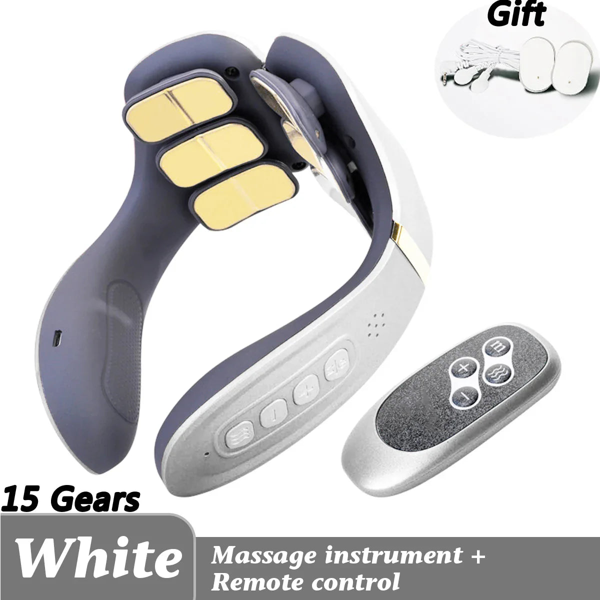 12 Heads Neck Massager Electric Cervical Massage Pulse Magnetic Therapy Hot Compress Neck Protector 15 Gears WIth Remote Control