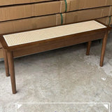 120cm Solid Wood Cane Woven Bench Household Home Furniture Stool Design Simple Dining Chair Nordic Style Bedroom Bench