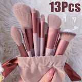 13 PCS Makeup Brushes Set Eye Shadow Foundation Women Cosmetic Brush Eyeshadow Blush Soft Make Up Tools Bag