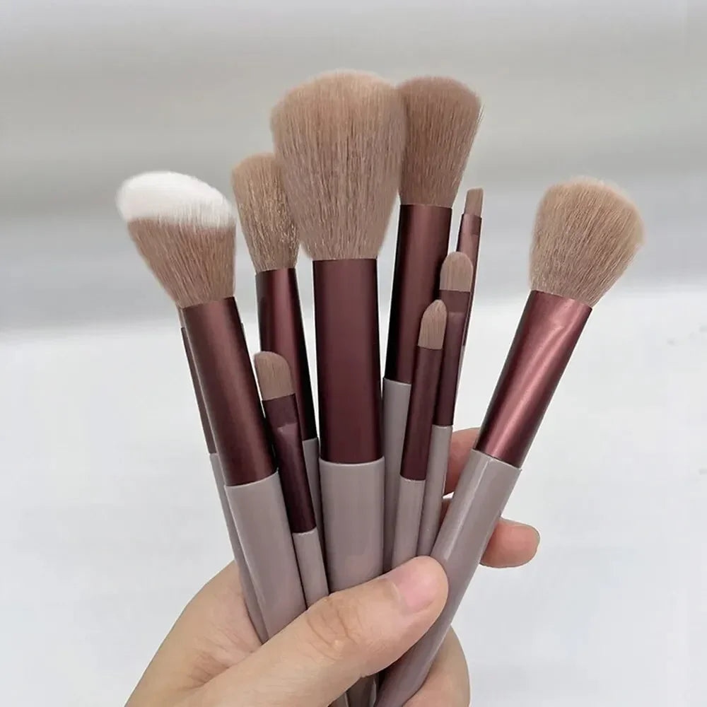 13 PCS Makeup Brushes Set Eye Shadow Foundation Women Cosmetic Brush Eyeshadow Blush Soft Make Up Tools Bag