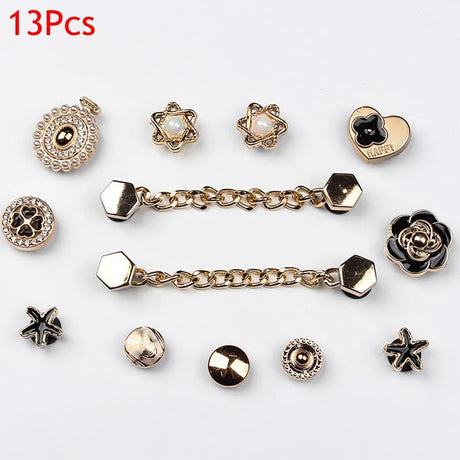 13Pcs/1Set Luxurious Charms DIY Shoe Decoration&Chain Sets Adult Kids Shoe Charms Shoes Accessories Free shipping