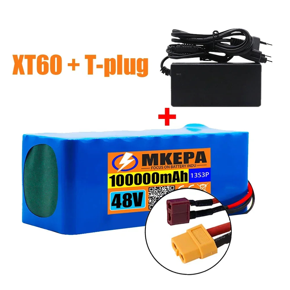 13S3P 48V 100000mAh 100Ah Lithium-ion Battery Pack with 1000W BMS for 54.6V E-bike Electric Bicycle Scooter