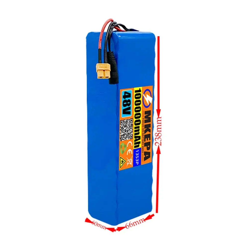 13S3P 48V 100000mAh 100Ah Lithium-ion Battery Pack with 1000W BMS for 54.6V E-bike Electric Bicycle Scooter