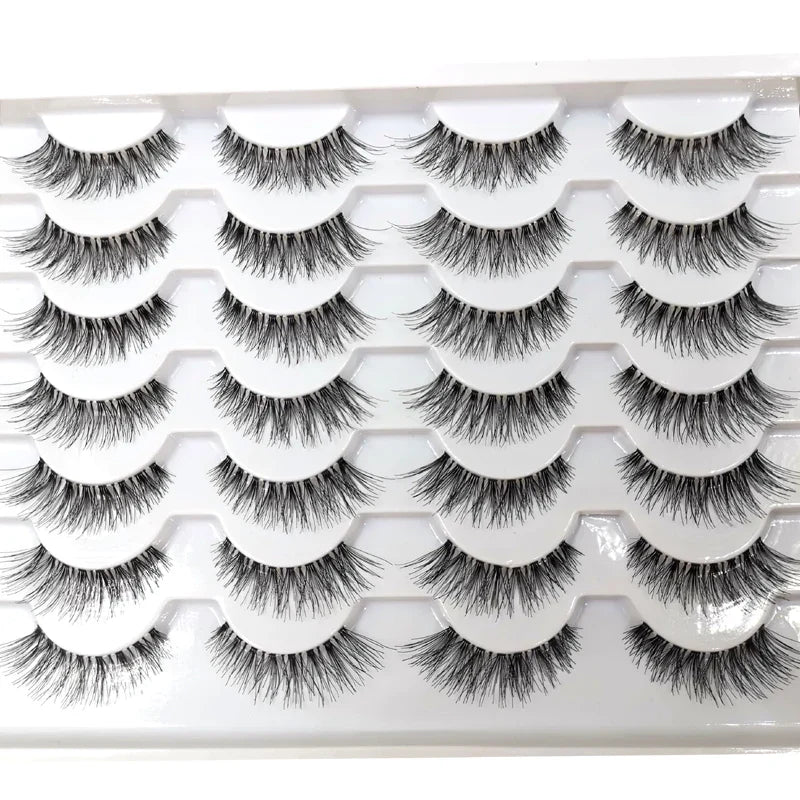 14 pair handmade Transparent Stem False Eyelashes Soft Cross Natural Long Eye Lashes Daily Makeup Tools Art Thick Fake Eyelashe