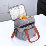 14L Portable Thermal Lunch Bag Double Layers Durable Waterproof Cooler Lunch Box Ice Insulated Case Oxford Dinner Shoulder Bag