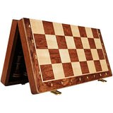 15" x 15" High-end Folding Chess Set Top Grade Classic Handwork Solid Wood Pieces Walnut Chessboard Children Gift Board Game