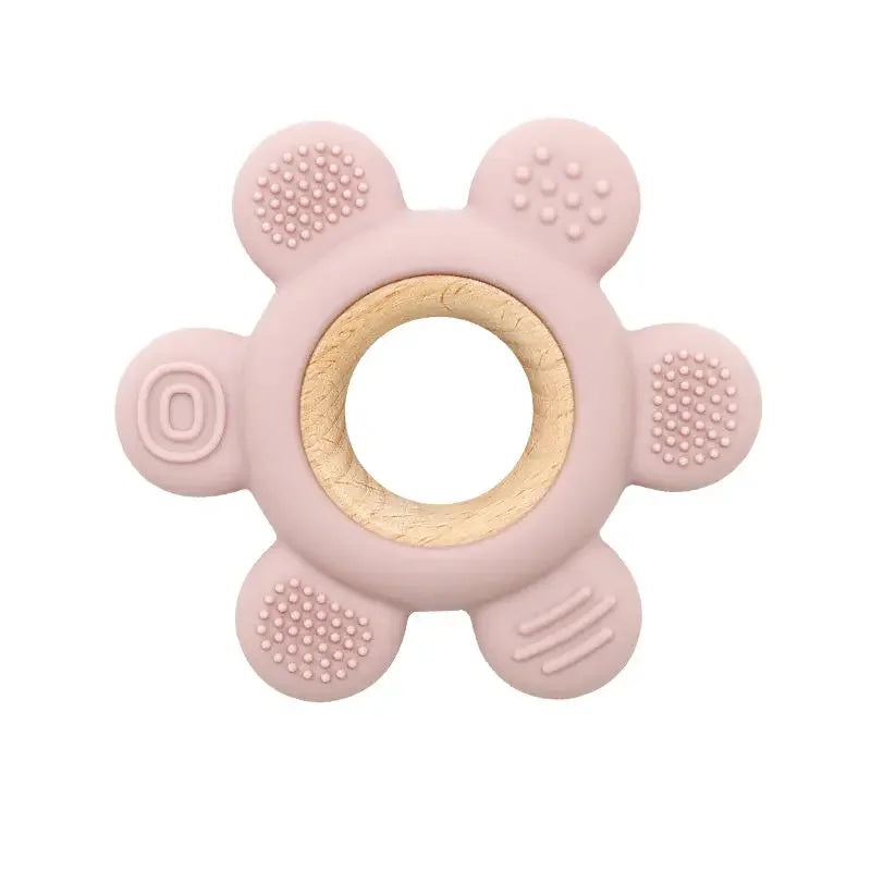 1PC Baby Silicone Teether Toy BPA Free Infant Wooden Ring Health Care Teething Chewing Toys Newborn Gifts For Baby Accessories