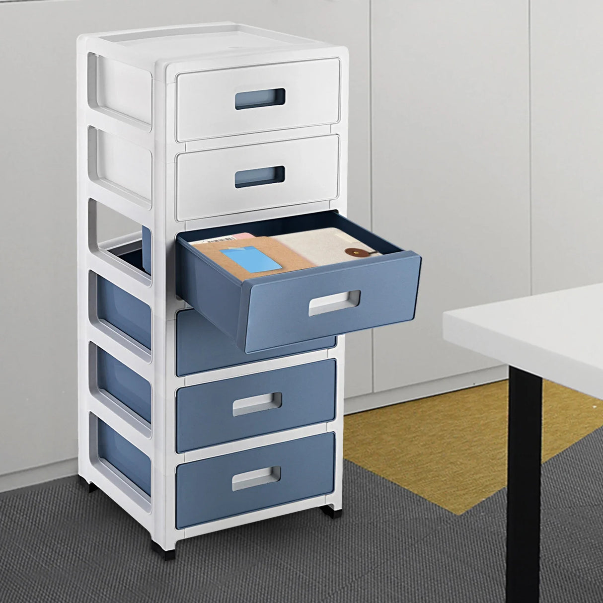 1PC Floor Standing Storage Cabinet with 6 Drawers Multipurpose Cabinet For Home and Office File Storage