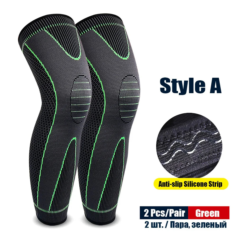 1Pair Sport Full Leg Compression Sleeves Knee Braces Support Protector for Weightlifting Arthritis Joint Pain Relief Muscle Tear