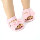 1Pair Summer Baby Infant Girls Shoes Breathable Anti-Slip Bow Sandals Toddler Kids Soft Soled First Walkers Shoes For 0-18M