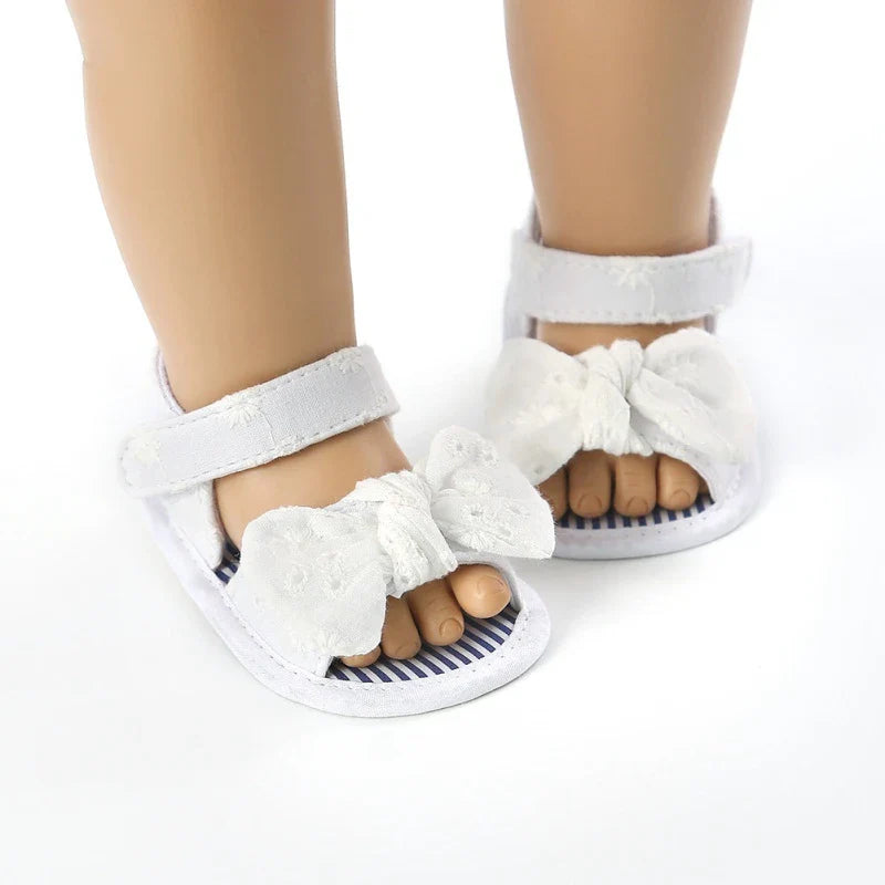 1Pair Summer Baby Infant Girls Shoes Breathable Anti-Slip Bow Sandals Toddler Kids Soft Soled First Walkers Shoes For 0-18M