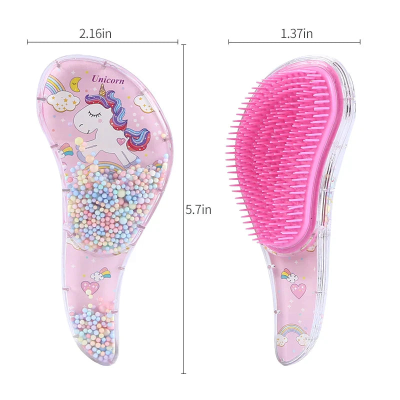 1Pc New Small Hair Care Comb Cartoon Unicorn Head Massager High Quality Anti-knot Hair Comb Cute Kids Children Hairdressing Comb