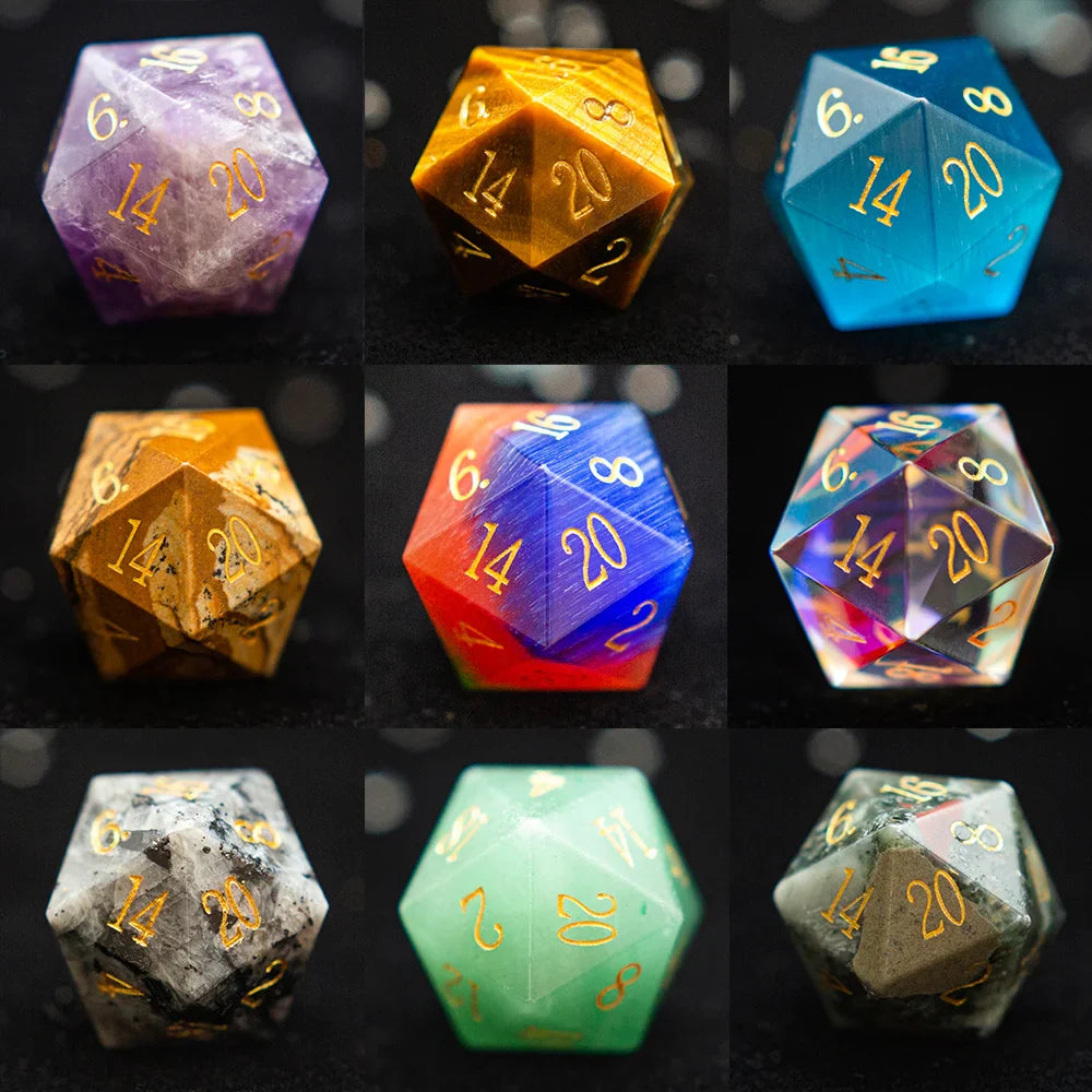 1pc 20 Sided D20 Dice Polyhedral Gemstone Various Shapes Digital D20 DnD Dice for D&D TRPG Magic Tabletop Games Board Games Dice