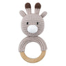 1pc Safety Wooden Baby Teether Crochet Cartoon Long Ear Bunny Baby Rattler Mobile Crib Rattle Bell Newborn Handbell Teething Toy