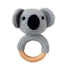 1pc Safety Wooden Baby Teether Crochet Cartoon Long Ear Bunny Baby Rattler Mobile Crib Rattle Bell Newborn Handbell Teething Toy