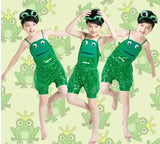 1pcs/lot children modern dance frog costume girl boy performace sequin dress frog clothing