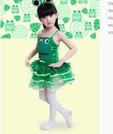 1pcs/lot children modern dance frog costume girl boy performace sequin dress frog clothing