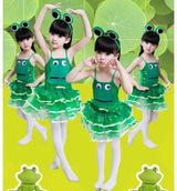 1pcs/lot children modern dance frog costume girl boy performace sequin dress frog clothing