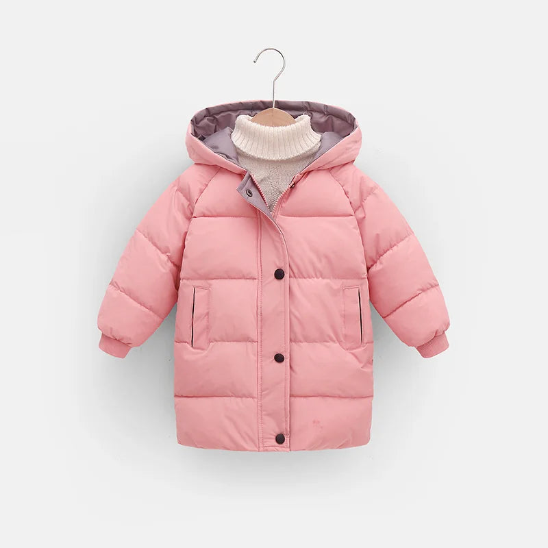 2-12Y Kids Down Long Outerwear Winter Clothes Teen Boys Girls Cotton-Padded Parka Coats Big Children Thicken Warm Cotton Jackets