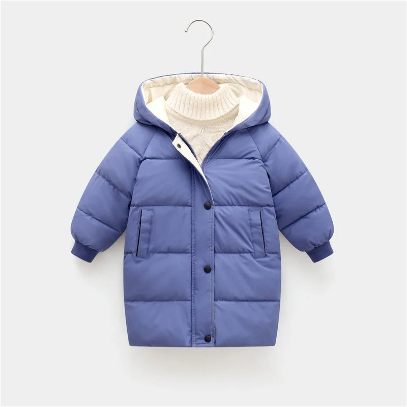 2-12Y Kids Down Long Outerwear Winter Clothes Teen Boys Girls Cotton-Padded Parka Coats Big Children Thicken Warm Cotton Jackets