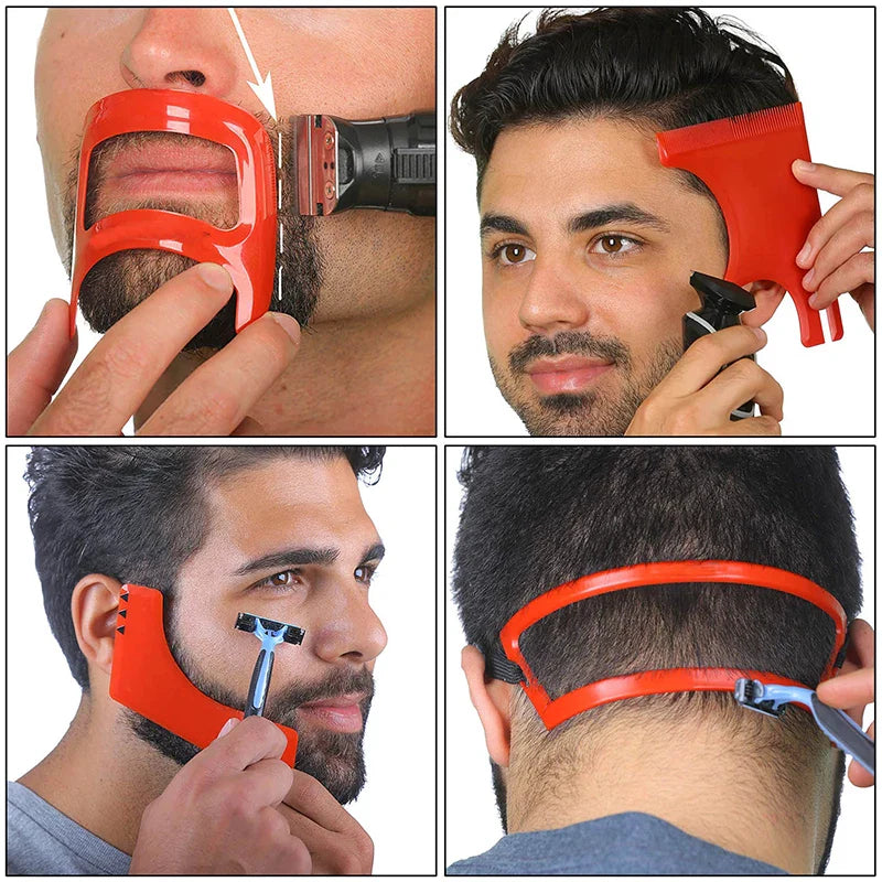 2/3/4Pcs/Set Neckline Shaving Template Guide Haircut Kit Tool Men Beard Hair Goatee