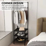 2/3 Layer Corner Coat Rack Multi-function Floor Standing Clothes Hanger Rack Removable Metal Clothing Storage Shelf Cabinet