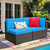 2/5 Pieces Patio Furniture Sets All Weather Outdoor Sectional Patio Sofa Manual Weaving Wicker Rattan Patio Seating Sofas