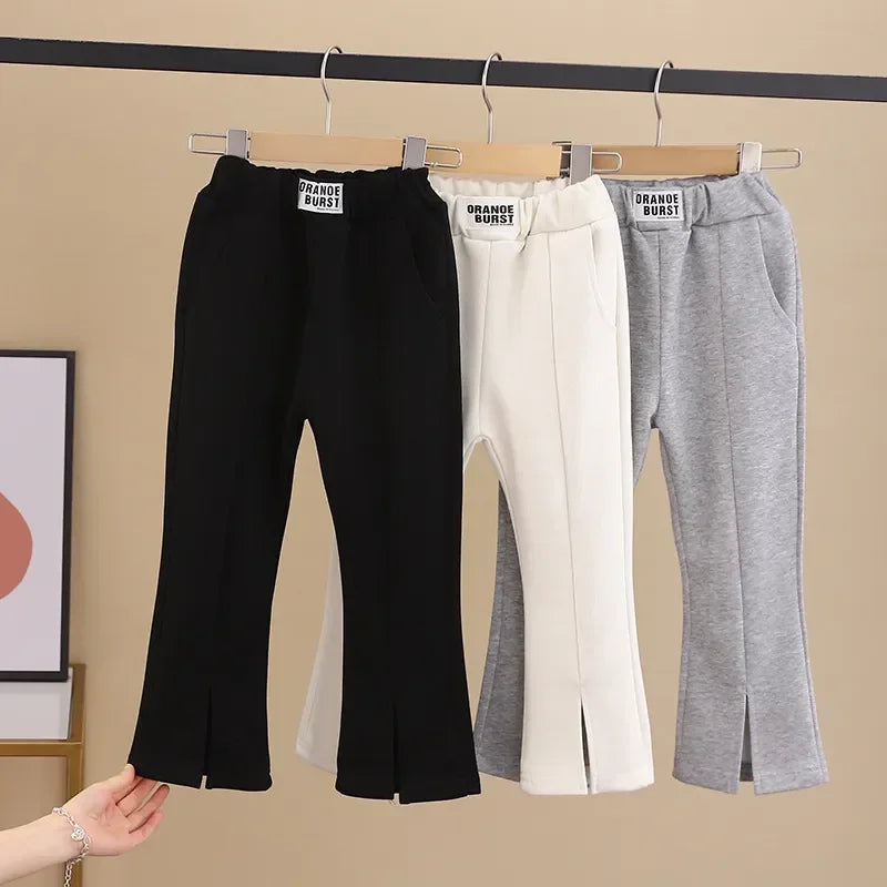 2-8T Toddler Kid Baby Girls Clothes Autumn Infant Girls Pants Elegant Split Fashion Flares Pants New Childrens Bottoms Trousers