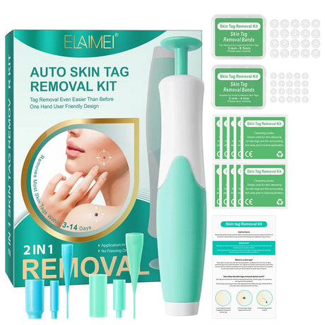 2 In1 Painless Auto Skin Tag Mole Wart Removal Kit Cleaning Tools Face Skin Care Body Wart Dot Treatments Remover Beauty Health