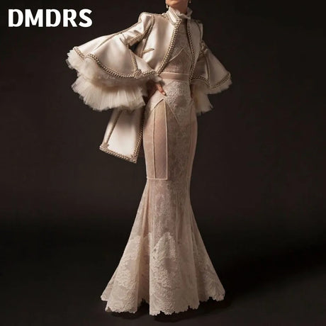 2-Piece Evening Dress Coat Dress Formal Party Gown Mermaid Sweep Train Dress For Wedding Party Latest Women's Dresses