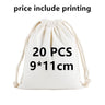 20 Pcs/Lot Customize Logo Printing Cotton Storage Bags Gift Package Custom Pictures Text Personalize Plain Drawstring Pouches