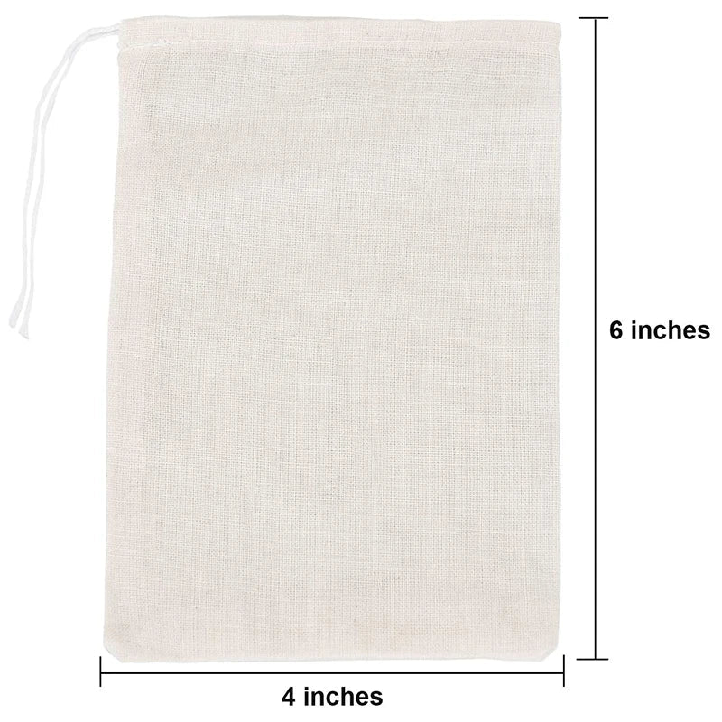 200 Pack Cotton Muslin Bags Sachet Bag Multipurpose Drawstring Bags for Tea Jewelry Wedding Party Favors Storage (4 x 6 Inches)