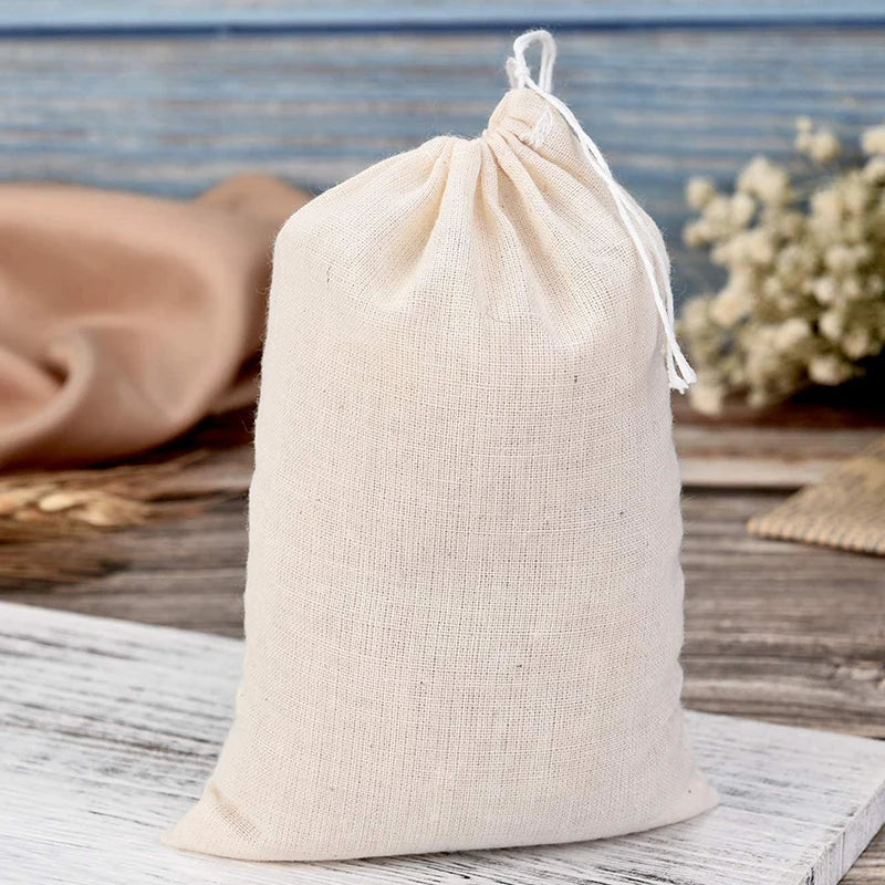 200 Pack Cotton Muslin Bags Sachet Bag Multipurpose Drawstring Bags for Tea Jewelry Wedding Party Favors Storage (4 x 6 Inches)