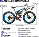 2000W Fat Tire Electric Bike 48V 22Ah 26" Electric Mountain Bikes 55km/h Ebike for Adults 21 Speed Hydraulic Brakes