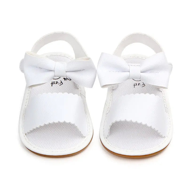 2018 Brand New Cute Newborn Infant Baby Girls Bowknot Princess Shoes Toddler Summer Sandals PU Non-slip Rubber ShoesSize 0-18M