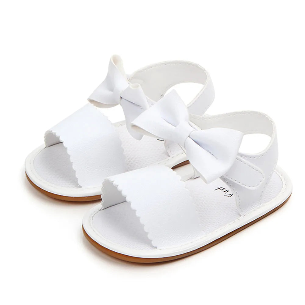 2018 Brand New Cute Newborn Infant Baby Girls Bowknot Princess Shoes Toddler Summer Sandals PU Non-slip Rubber ShoesSize 0-18M