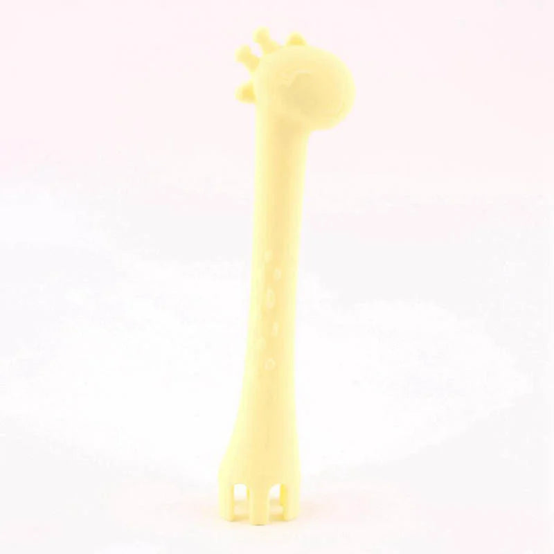 2021 NEW Silicone Spoon Giraffe Bpa Free 1Pc Feeder Fork Two In One Safety Tableware Infant Learning Spoons Teether Utensil