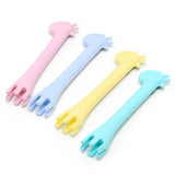 2021 NEW Silicone Spoon Giraffe Bpa Free 1Pc Feeder Fork Two In One Safety Tableware Infant Learning Spoons Teether Utensil