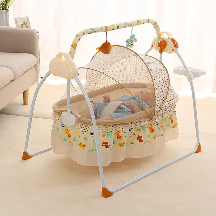 2022 Baby Electric Cradle Bed Swing Crib Automatic Baby Rocking Swing Flat Shaker Maternal Electric Rocking Chair for Baby Gift