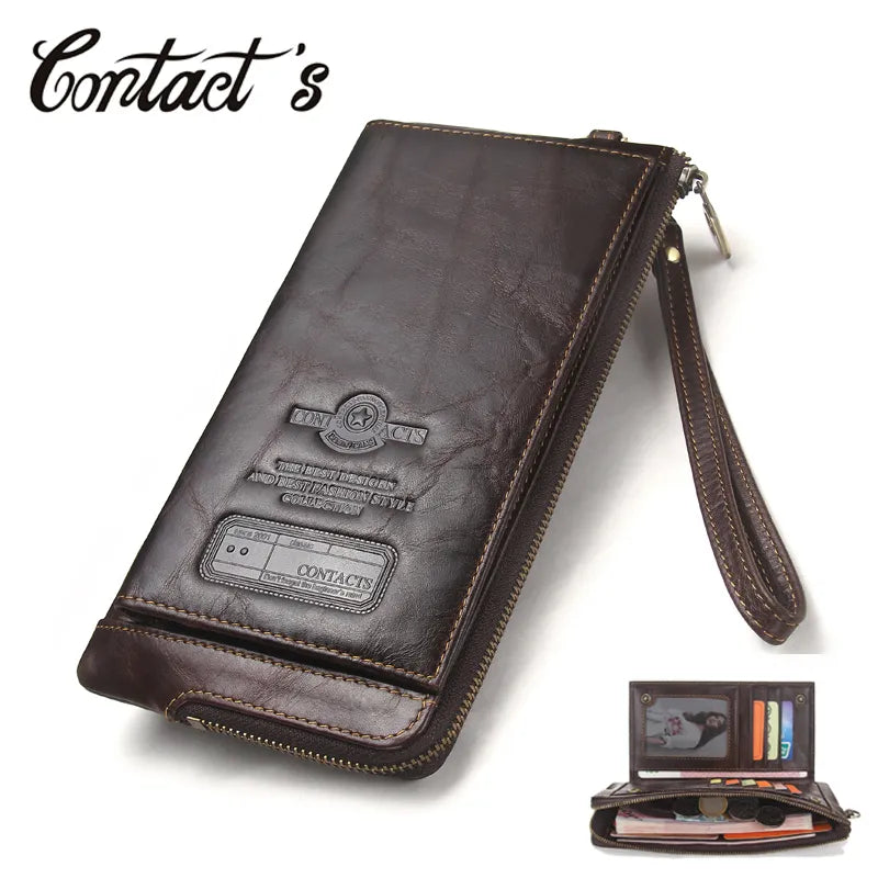 2022 Men Wallet Clutch Genuine Leather Brand Rfid  Wallet Male Organizer Cell Phone Clutch Bag Long Coin Purse Free Engrave