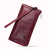 2022 Men Wallet Clutch Genuine Leather Brand Rfid  Wallet Male Organizer Cell Phone Clutch Bag Long Coin Purse Free Engrave