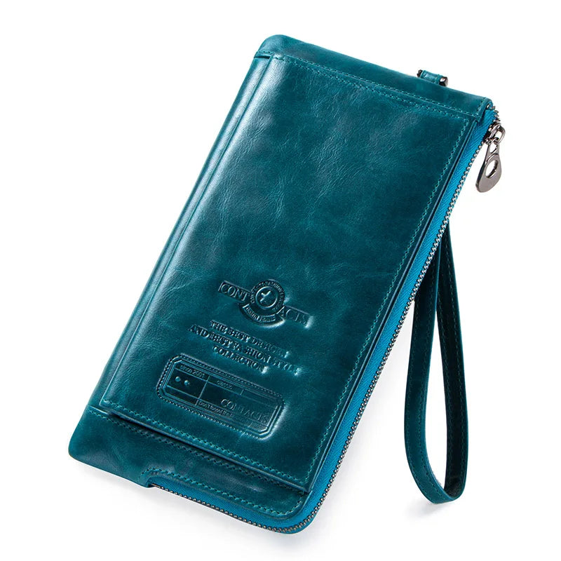 2022 Men Wallet Clutch Genuine Leather Brand Rfid  Wallet Male Organizer Cell Phone Clutch Bag Long Coin Purse Free Engrave