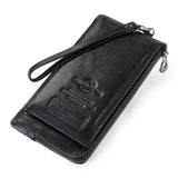 2022 Men Wallet Clutch Genuine Leather Brand Rfid  Wallet Male Organizer Cell Phone Clutch Bag Long Coin Purse Free Engrave