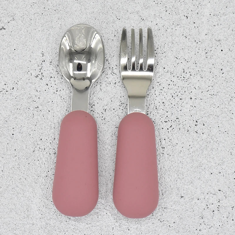 2022 New Baby Gadgets Tableware Set Children Utensil Stainless Steel Dinnerware Cutlery Cartoon Infant Food Feeding Spoon Fork