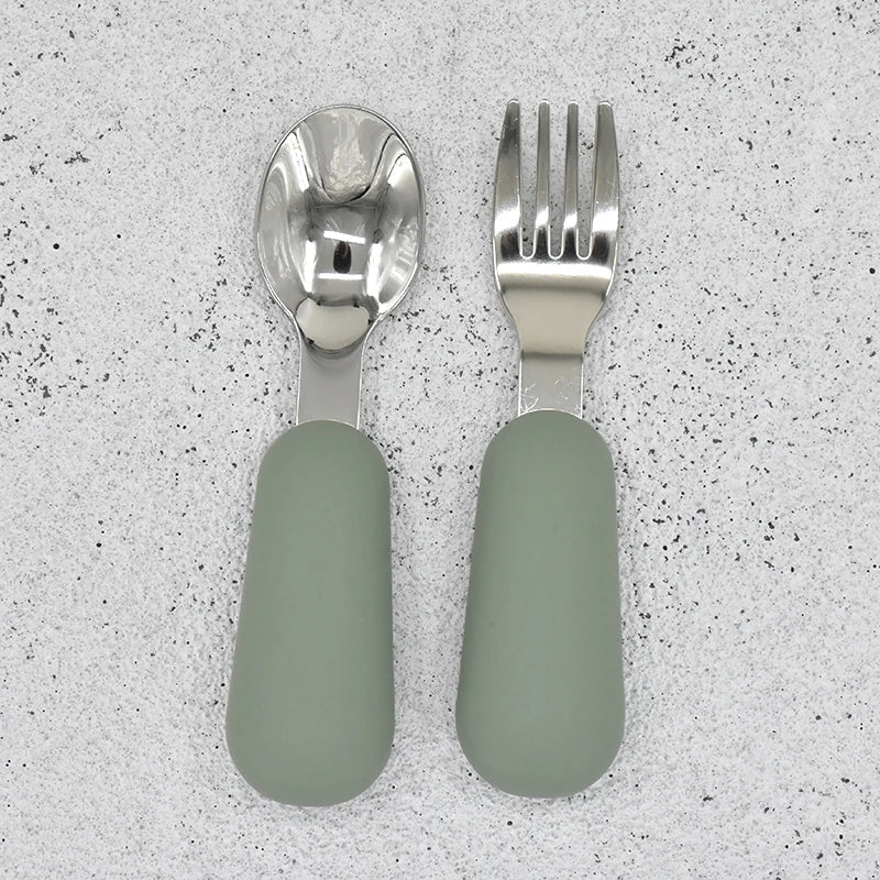 2022 New Baby Gadgets Tableware Set Children Utensil Stainless Steel Dinnerware Cutlery Cartoon Infant Food Feeding Spoon Fork