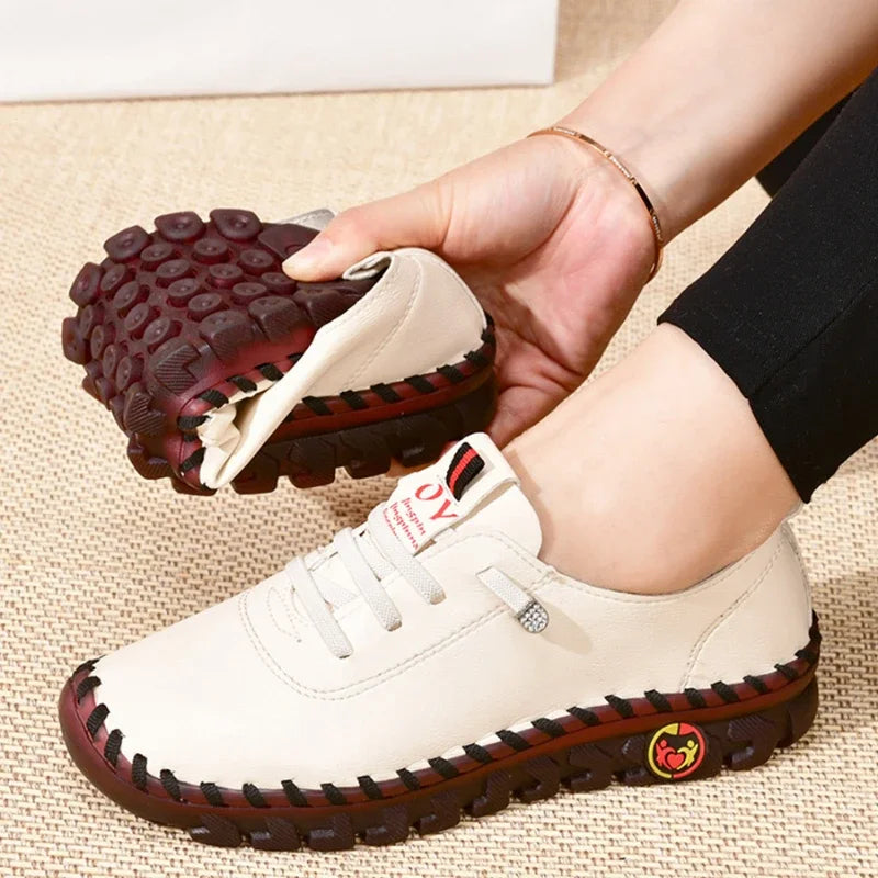 2022 Sneakers Women Shoes Platform Loafers Lace Up Leather Flat Slip-On New Spring Casual Mom Shoe Mujer Zapatos Chaussure Femme