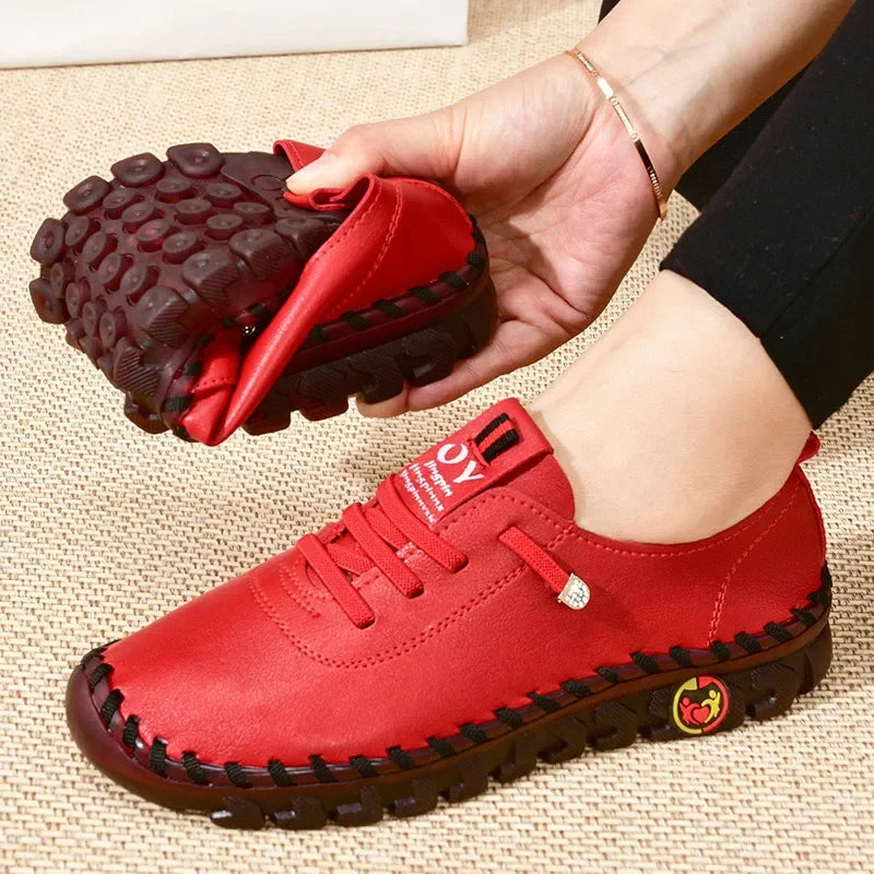 2022 Sneakers Women Shoes Platform Loafers Lace Up Leather Flat Slip-On New Spring Casual Mom Shoe Mujer Zapatos Chaussure Femme